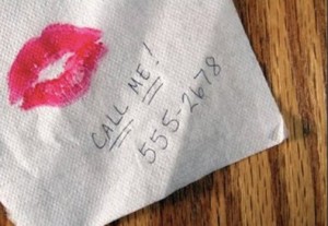 kiss on a napkin