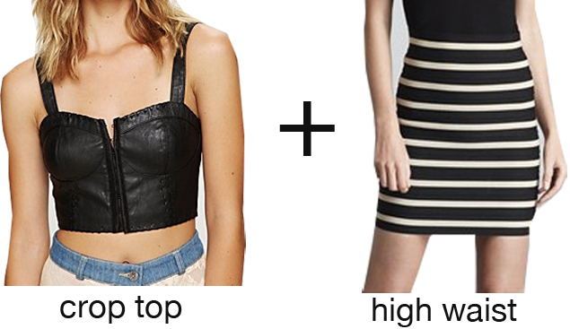 crop top high waist skirt