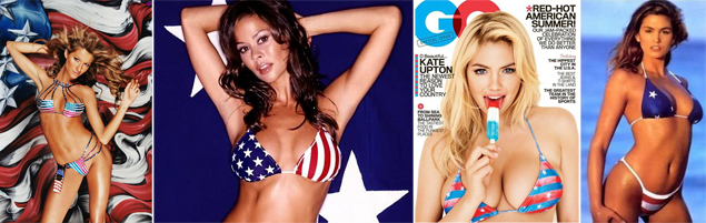 celebrities in flag bikinis